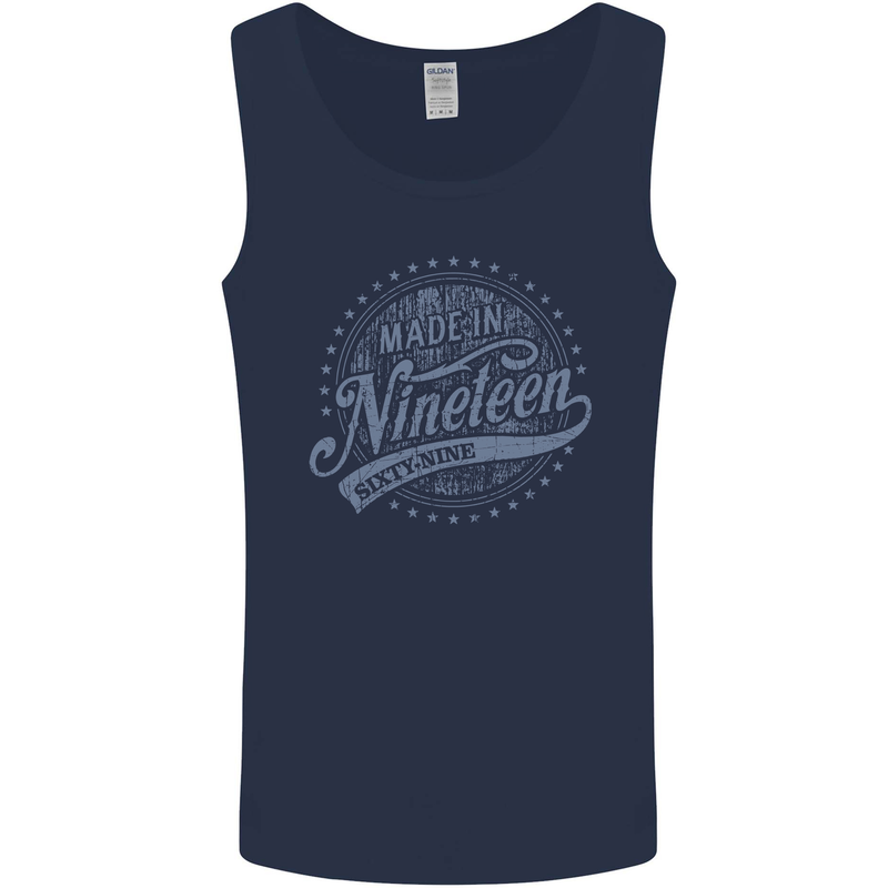 Distressed 54th Birthday Made In 1969 Mens Vest Tank Top Navy Blue