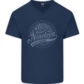 Distressed 55th Birthday Made In 1968 Mens V-Neck Cotton T-Shirt Navy Blue
