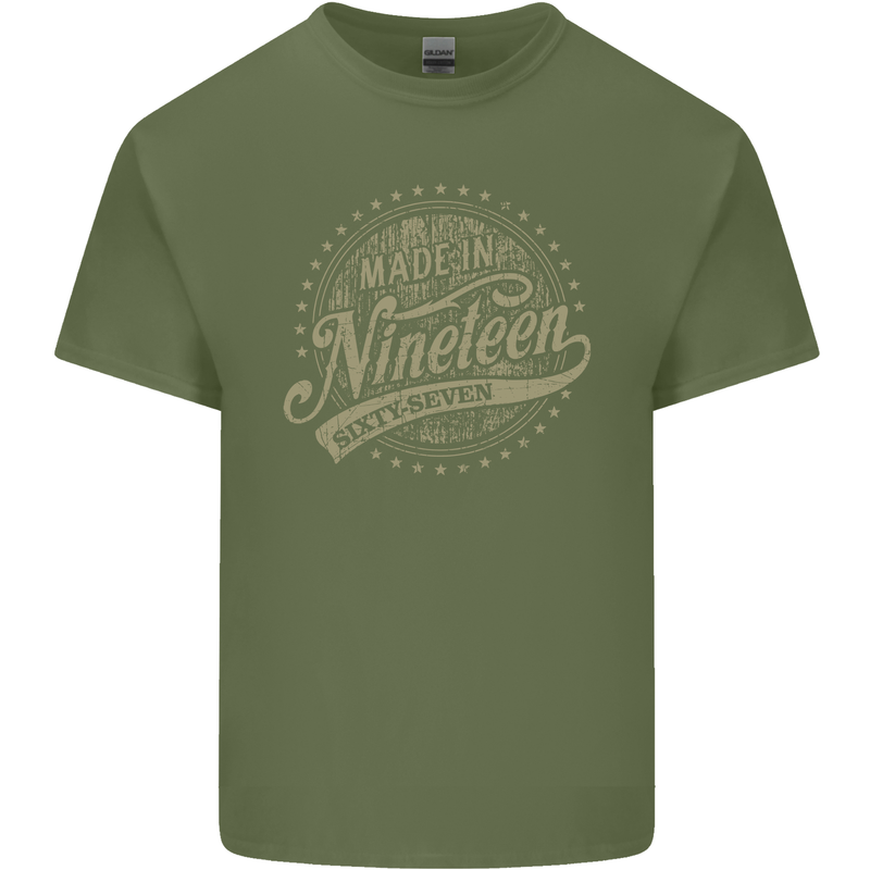 Distressed 56th Birthday Made In 1967 Mens Cotton T-Shirt Tee Top Military Green