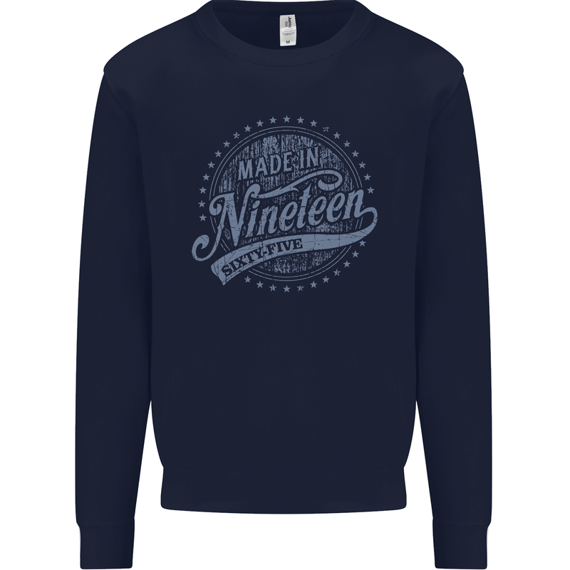 Distressed 58th Birthday Made In 1965 Mens Sweatshirt Jumper Navy Blue