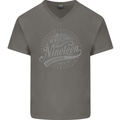 Distressed 58th Birthday Made In 1965 Mens V-Neck Cotton T-Shirt Charcoal