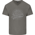 Distressed 62nd Birthday Made In 1961 Mens V-Neck Cotton T-Shirt Charcoal