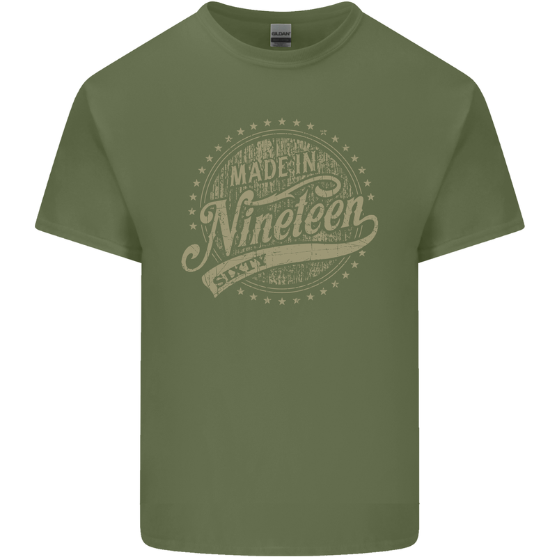 Distressed 63rd Birthday Made In 1960 Mens Cotton T-Shirt Tee Top Military Green