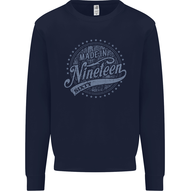 Distressed 63rd Birthday Made In 1960 Mens Sweatshirt Jumper Navy Blue