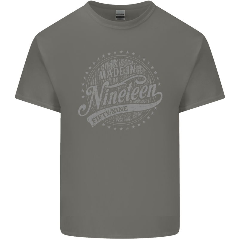 Distressed 64th Birthday Made In 1959 Mens Cotton T-Shirt Tee Top Charcoal
