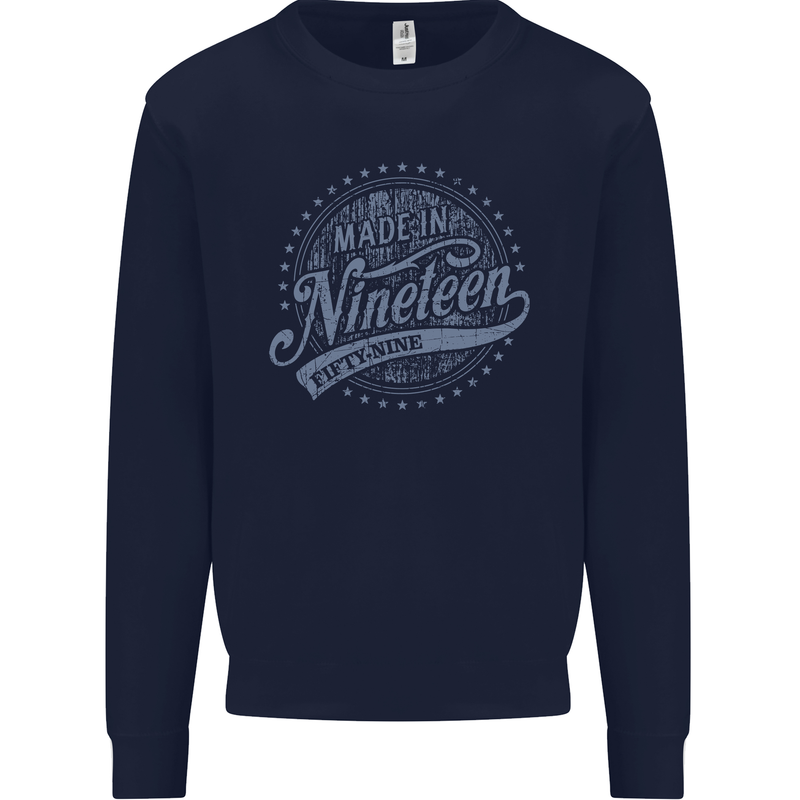 Distressed 64th Birthday Made In 1959 Mens Sweatshirt Jumper Navy Blue