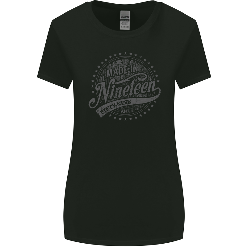 Distressed 64th Birthday Made In 1959 Womens Wider Cut T-Shirt Black