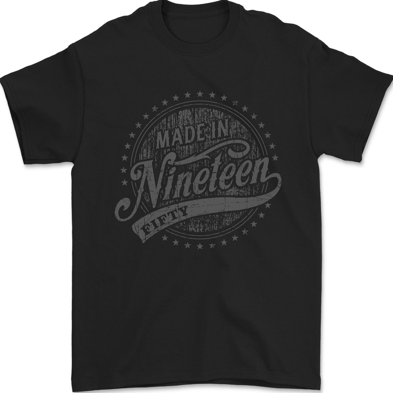 Distressed 73rd Birthday Made In 1950 Mens T-Shirt 100% Cotton Black