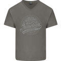 Distressed 76th Birthday Made In 1947 Mens V-Neck Cotton T-Shirt Charcoal