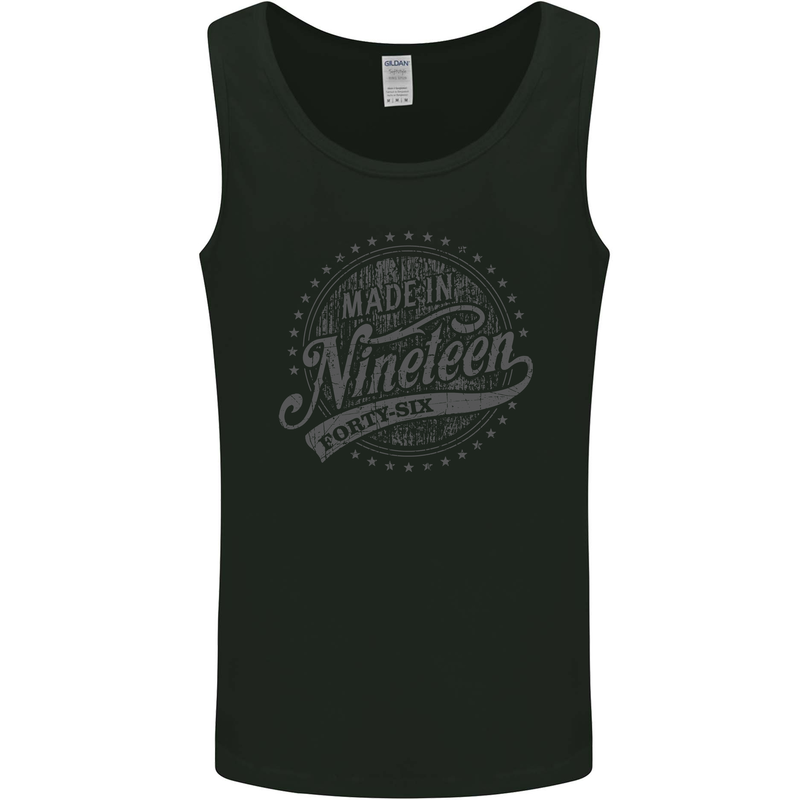 Distressed 77th Birthday Made In 1946 Mens Vest Tank Top Black