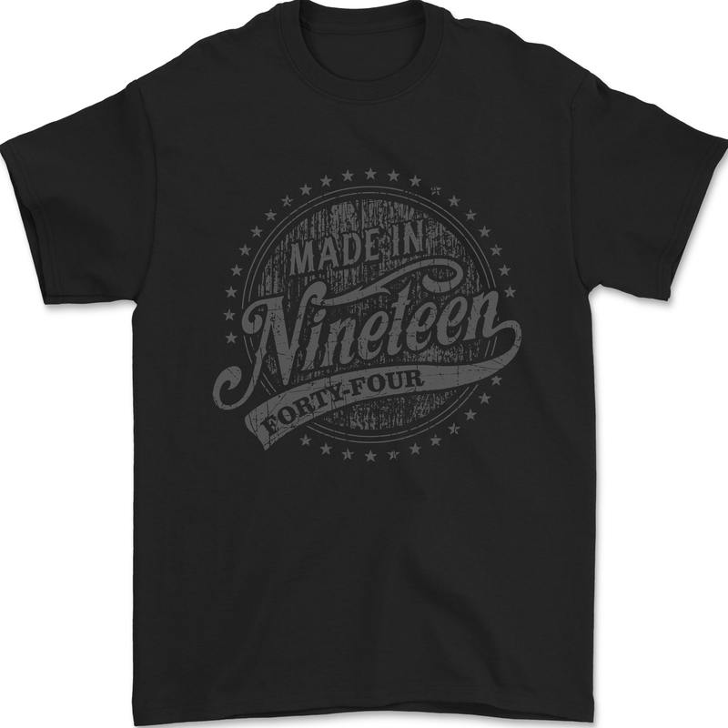 Distressed 79th Birthday Made In 1944 Mens T-Shirt 100% Cotton Black