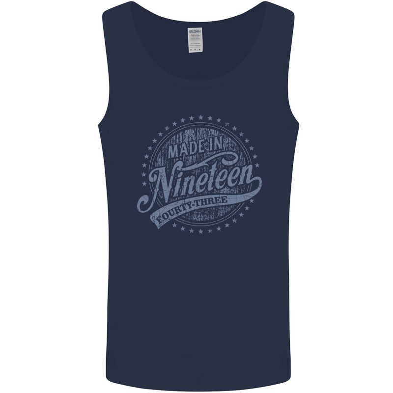 Distressed 80th Birthday Made In 1943 Mens Vest Tank Top Navy Blue