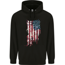 Distressed American Stars & Stripes Flag USA Mens 80% Cotton Hoodie Black