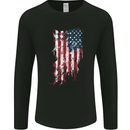 Distressed American Stars & Stripes Flag USA Mens Long Sleeve T-Shirt Black
