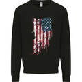Distressed American Stars & Stripes Flag USA Mens Sweatshirt Jumper Black