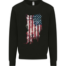 Distressed American Stars & Stripes Flag USA Mens Sweatshirt Jumper Black