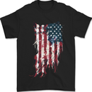 Distressed American Stars & Stripes Flag USA Mens T-Shirt 100% Cotton Black