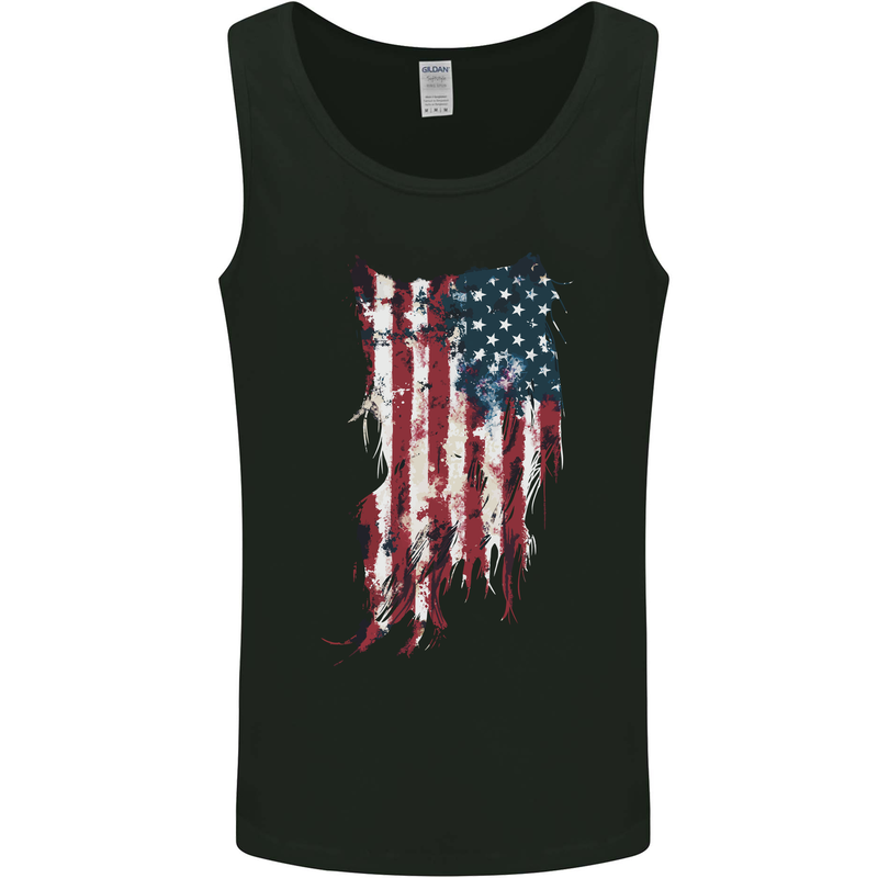 Distressed American Stars & Stripes Flag USA Mens Vest Tank Top Black