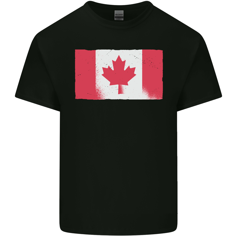 Distressed Canadian Flag Canada Kids T-Shirt Childrens Black