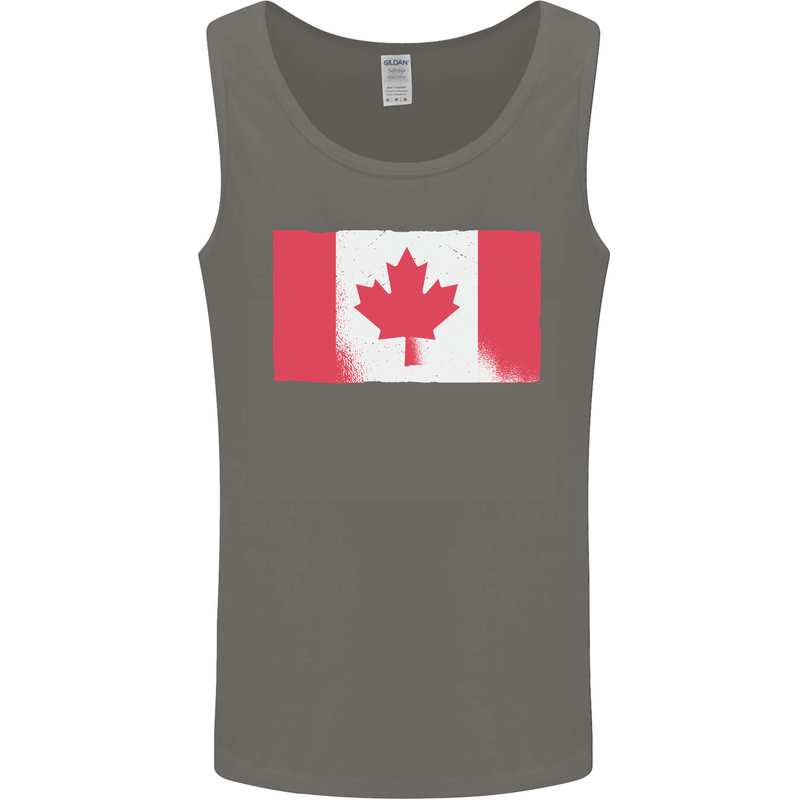 Distressed Canadian Flag Canada Mens Vest Tank Top Charcoal