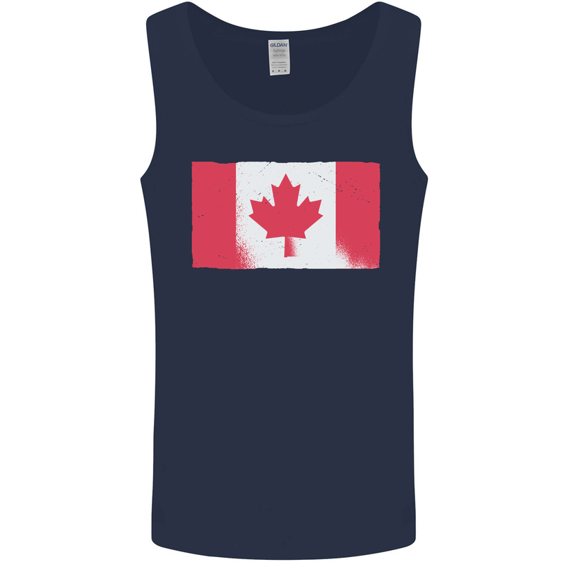 Distressed Canadian Flag Canada Mens Vest Tank Top Navy Blue
