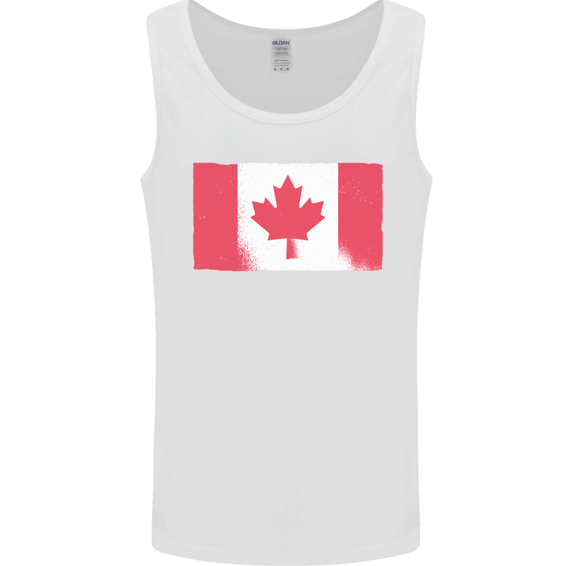 Distressed Canadian Flag Canada Mens Vest Tank Top White