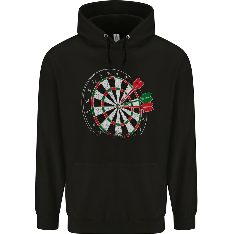 Distressed Dart Board Childrens Kids Hoodie Black