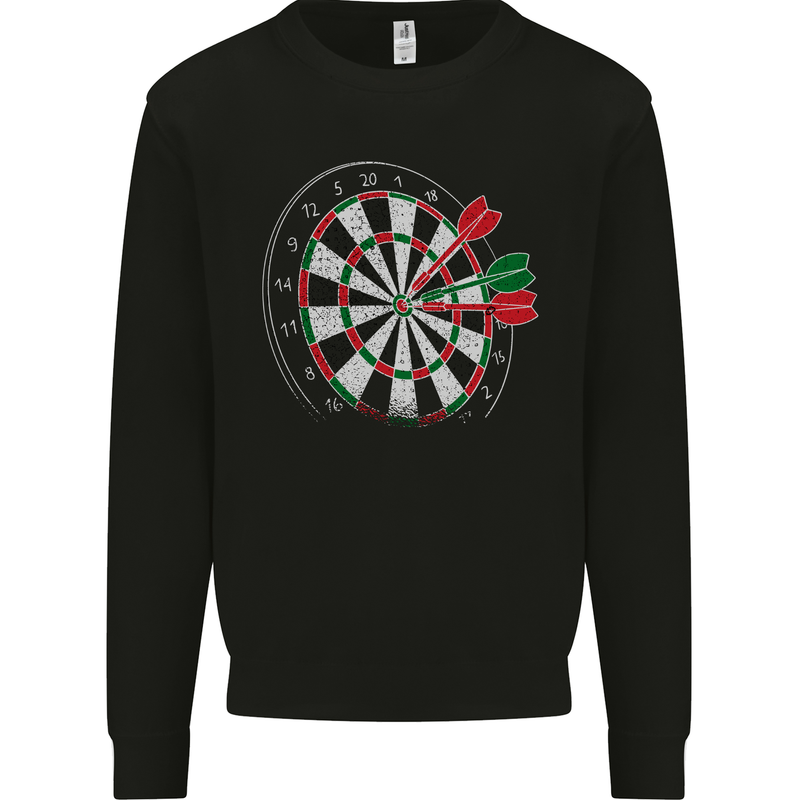 Distressed Dart Board Mens Sweatshirt Jumper Black