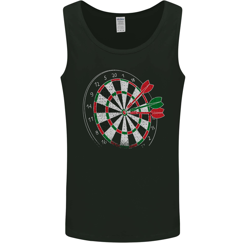 Distressed Dart Board Mens Vest Tank Top Black