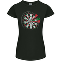 Distressed Dart Board Womens Petite Cut T-Shirt Black