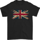 Distressed Great Britain Flag Union Jack UK Mens T-Shirt 100% Cotton Black