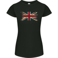 Distressed Great Britain Flag Union Jack UK Womens Petite Cut T-Shirt Black