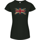 Distressed Great Britain Flag Union Jack UK Womens Petite Cut T-Shirt Black