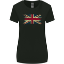 Distressed Great Britain Flag Union Jack UK Womens Wider Cut T-Shirt Black