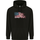 Distressed USA American Stars & Stripes Flag Mens 80% Cotton Hoodie Black