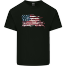 Distressed USA American Stars & Stripes Flag Mens Cotton T-Shirt Tee Top Black