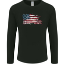 Distressed USA American Stars & Stripes Flag Mens Long Sleeve T-Shirt Black