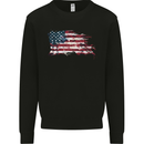 Distressed USA American Stars & Stripes Flag Mens Sweatshirt Jumper Black