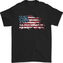 Distressed USA American Stars & Stripes Flag Mens T-Shirt 100% Cotton Black