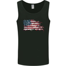 Distressed USA American Stars & Stripes Flag Mens Vest Tank Top Black