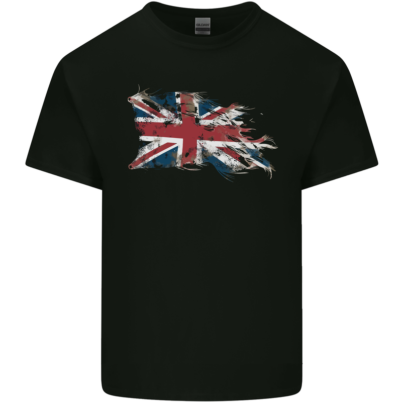 Distressed Union Jack Flag GB British Kids T-Shirt Childrens Black