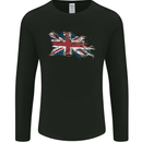 Distressed Union Jack Flag GB British Mens Long Sleeve T-Shirt Black
