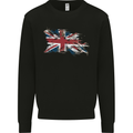 Distressed Union Jack Flag GB British Mens Sweatshirt Jumper Black