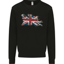 Distressed Union Jack Flag GB British Mens Sweatshirt Jumper Black