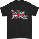 Distressed Union Jack Flag GB British Mens T-Shirt 100% Cotton Black