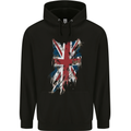 Distressed Union Jack Flag GB British UK Childrens Kids Hoodie Black