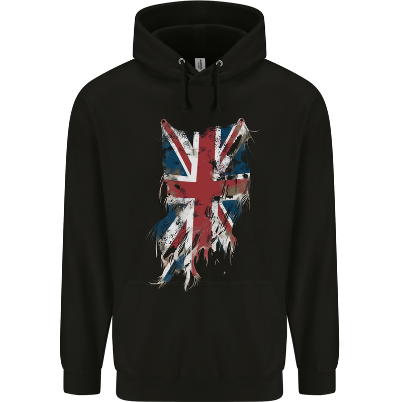 Distressed Union Jack Flag GB British UK Childrens Kids Hoodie Black