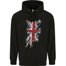 Distressed Union Jack Flag GB British UK Mens 80% Cotton Hoodie Black