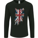 Distressed Union Jack Flag GB British UK Mens Long Sleeve T-Shirt Black