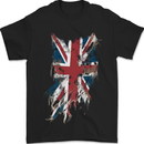Distressed Union Jack Flag GB British UK Mens T-Shirt 100% Cotton Black